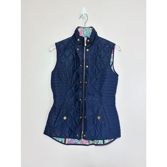Lilly Pulitzer Blake Quilted Vest in True Navy Size XS NWT - Picture 5 of 8